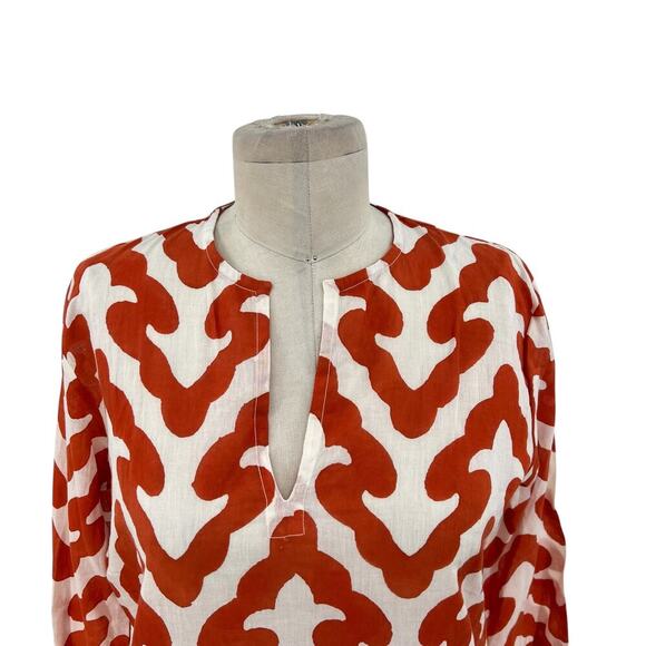 Roberta Roller Rabbit Gala‎ Kurta Tunic Persimmon Print Size XS - Picture 2 of 14